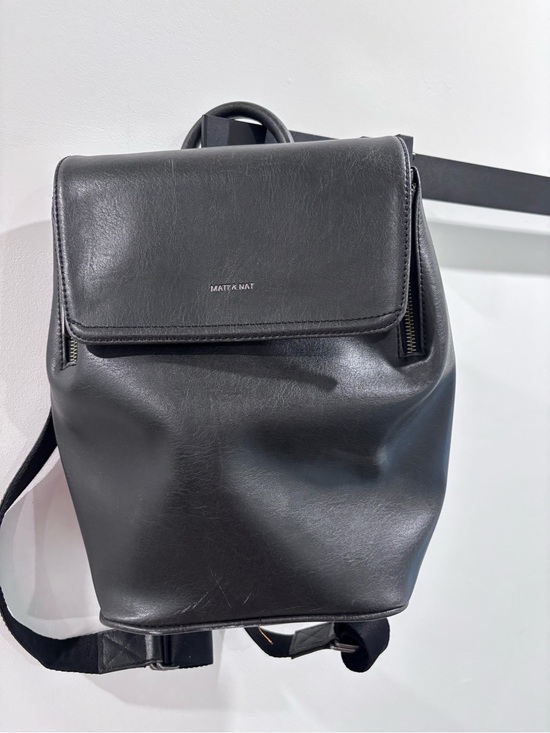 Matt & Nat Handbags - Matt & Nat Black Vegan Leather Flap Backpack